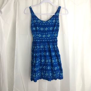 Hollister Size Small Blue Aztec/Tribal Women's Dress w/ cutout back